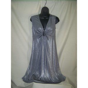 Anni Kuan Dress Silver Metallic Club Medium Dance NWT